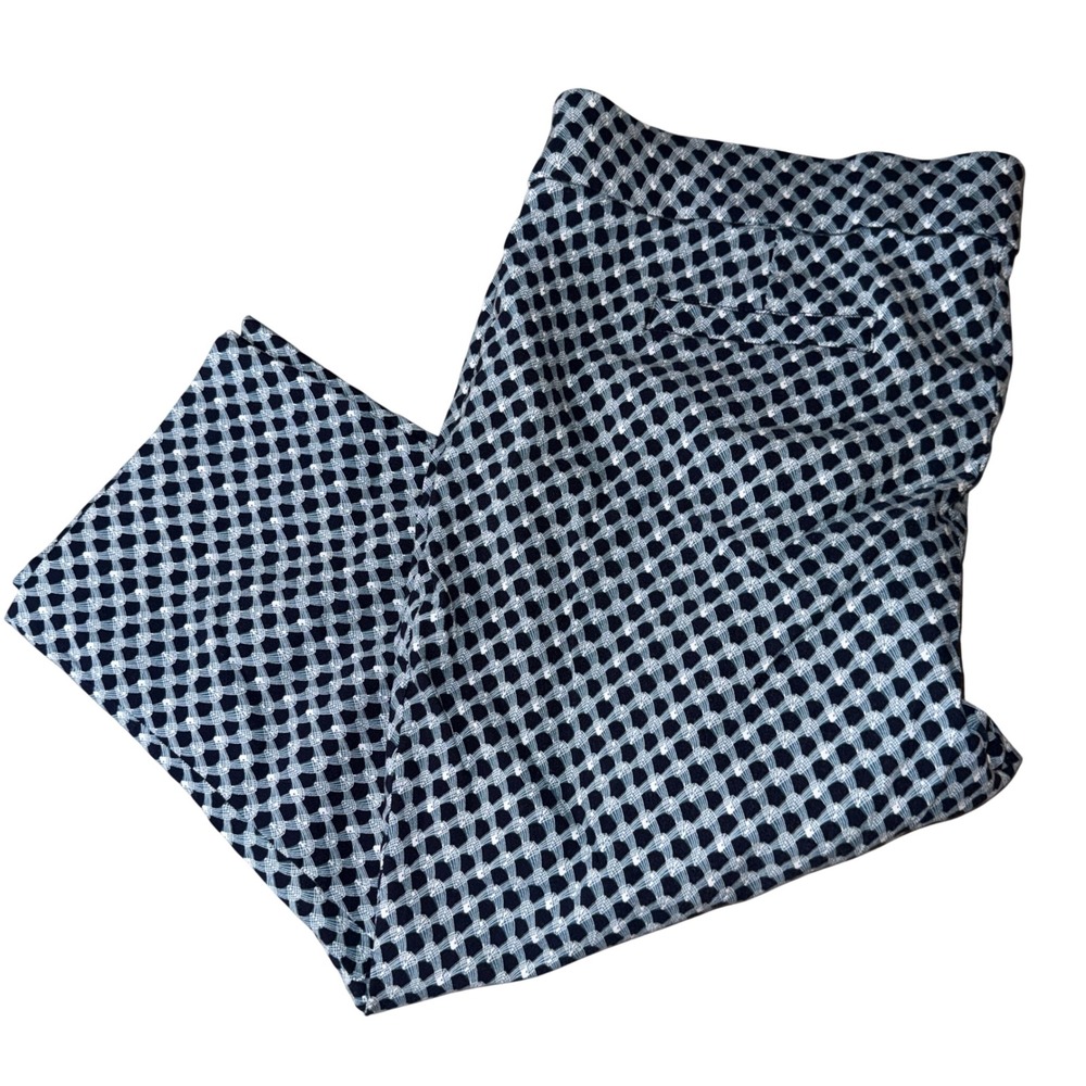Briggs Pull On Pants 22W Navy Blue Geometric Print Stretch Comfort‎ capris